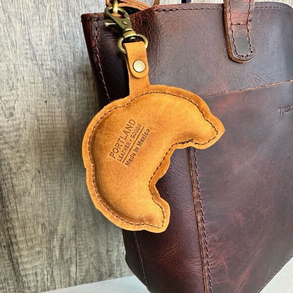 Portland Leather Butter Twist Keychain Grizzly FAST SHIP Croissant Charm NEW - Picture 2 of 2